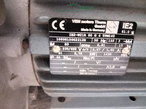 Hajtóműves villanymotor VEM 0,75kW 10 rpm