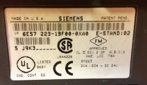 Siemens simatic EM 223 6Es7223-1BF00-0XA0 PLC module /ax252