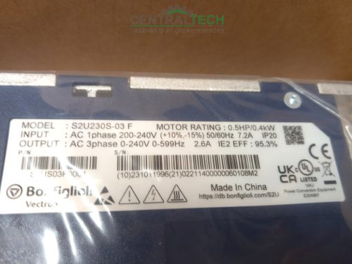 Új! Bonfiglioli S2U230S-03F, 0,5 LE/0,4 kW frekvenciaváltó