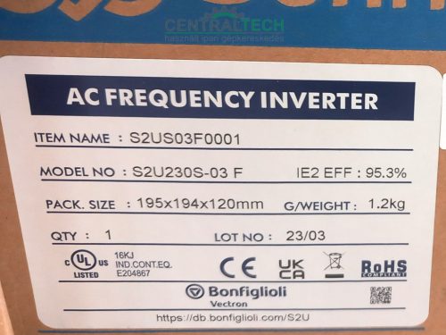 Új! Bonfiglioli S2U230S-03F, 0,5 LE/0,4 kW frekvenciaváltó