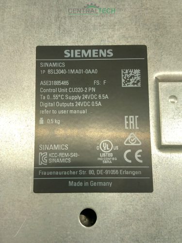 Siemens hajtásvezérlő 6SL3040-1MA01-0AA0 vezérlőegység CU320-2 PN