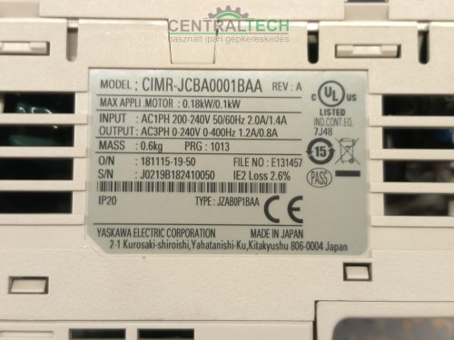 Yaskawa J1000 Frekvenciaváltó - 230V 1Fázis, ND: 1,2 A / 0,18 kW, HD: 0,8 A / 0,10 kW