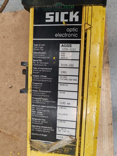 SICK AGSS 1200 típusú biztonsági fényfüggöny 1183 mm