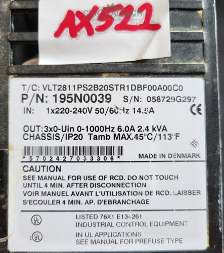 Danfoss Frekvenciaváltó VLT2811-1,1 kW , 2,4kVA 