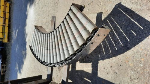 TMG görgőspálya 90° ív rozsdamentes, láncos hajtott, újszerű /ct1090