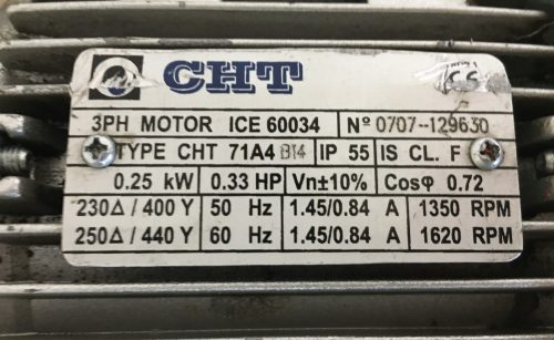 CHT Hajtómű 0,25 kW 39r/hajtóműves villanymotor 