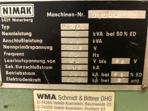 NIMAK PMP 5/35 ponthegesztőgép 5/35 /ct1472