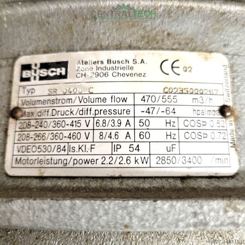  Busch SR 0400 C Vákuumszivattyú 555 m³/ó