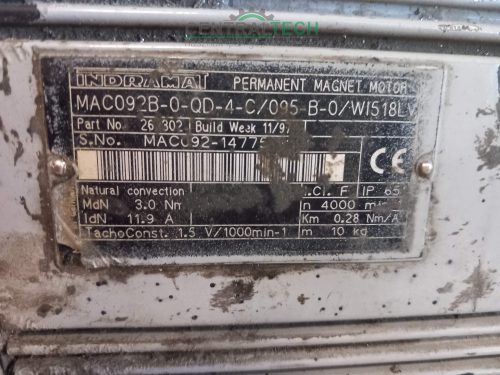 Hajtóműves szervomotor Indramat MACO92B-0-QD-4-C/095-B-0/WI518LV 4000 rpm 