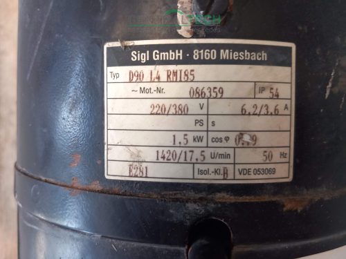 Hajtóműves villanymotor 1.5kw 17,5ford /perc csigahajtómű