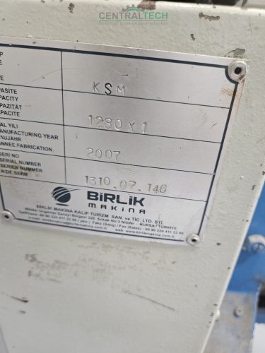 Lemezhengerítő 1280X1mm BIRLIK KSM gépi hengerítő 