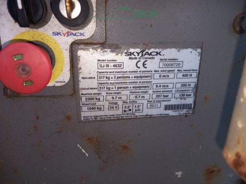 Önjáró ollósemelő 11,8 m munkamag SKYJACK SJ III 4632  317kg thr személyemelő