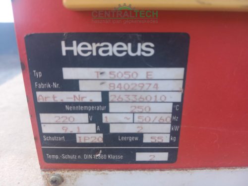 szárítószekrény HeraeusT5050E ipari kemence 250°C