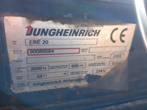 Jungheinrich ERE20 elektromos raklapemelő targonca 2t teher