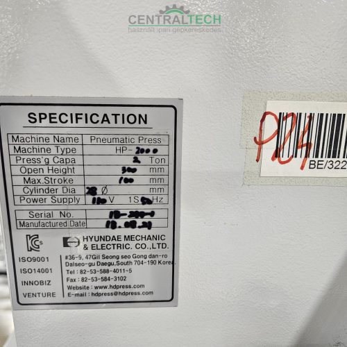 HYUNDAE HP-2000 2t Pneumatic press New!