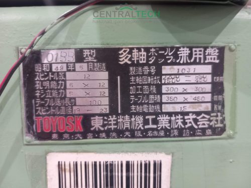 TOYOSK 01BB fix orsókiosztású 12 orsós menetfúró, fúrógép