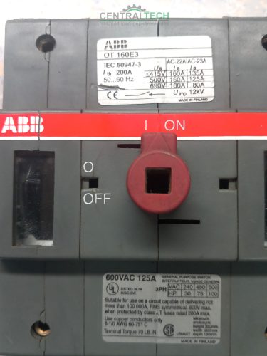 ABB OT160E3 leválasztó kapcsoló 600 VAC 160A 3F 