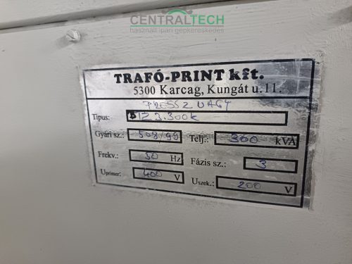 300kVA 3 fázisú trafó, transzformátor eladó 3x400V -> 3x200V