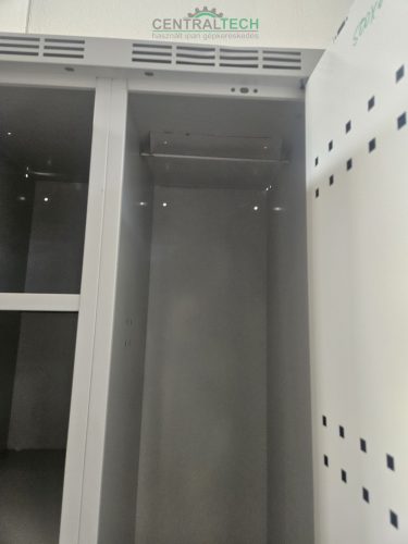 2 ajtós lemezszekrény, polcos akasztós fémszekrény 60x180cm öltözőszekrény