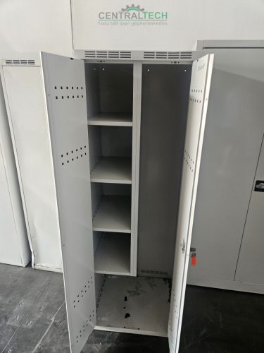 2 ajtós lemezszekrény, polcos akasztós fémszekrény 60x180cm öltözőszekrény