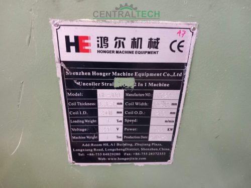 Honger GL-300 lemezcsévélő, lemezadagoló gép