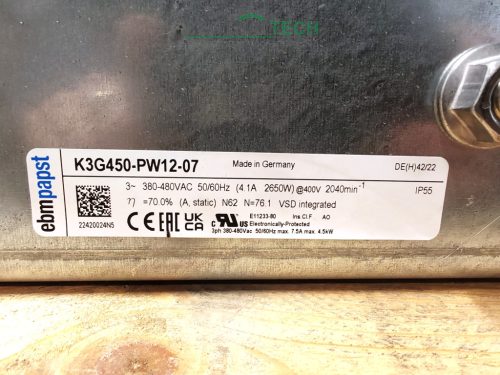 ÚJ!!! ebm-papst K3G450-PW12-07 EC centifugál ventilátor, 6630 m³/h