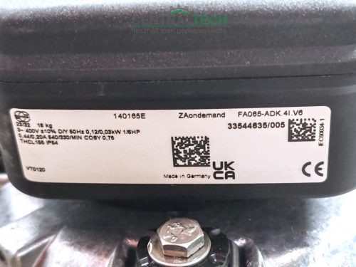 ÚJ!!! Ipari Axiál ventilátor 650mm átm 9000m3/h Ziehl-Abegg FA065-ADK.41.V6