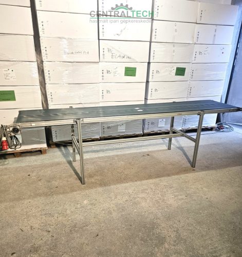 alu vázas szállítószalag 3100x600mm 6,5m/perc válogatószalag.