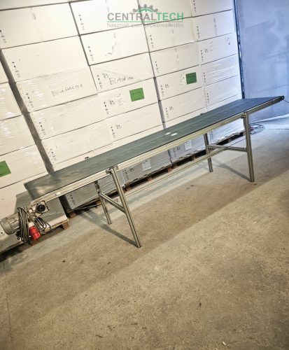 alu vázas szállítószalag 3100x600mm 6,5m/perc válogatószalag.