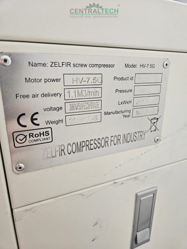 ÚJ! Zelfir HV csendes csavarkompresszor 7,5kW, 8bar, 1,1m3/perc frekvenciaváltó , 300lit tartály