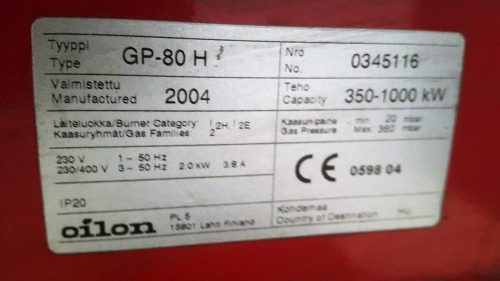 Ipari gázégő Oilon GP-80H /350-1000kw/ gázégőfej 
