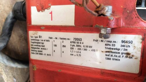 Láncos emelő, ipari daru Rema LK 250kg, em.mag. 3,2m /ct809