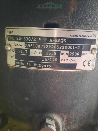 Grundfos TPD 80-330/2 Iker centrifugál szivattyú, 85m3/h, 11kW 
